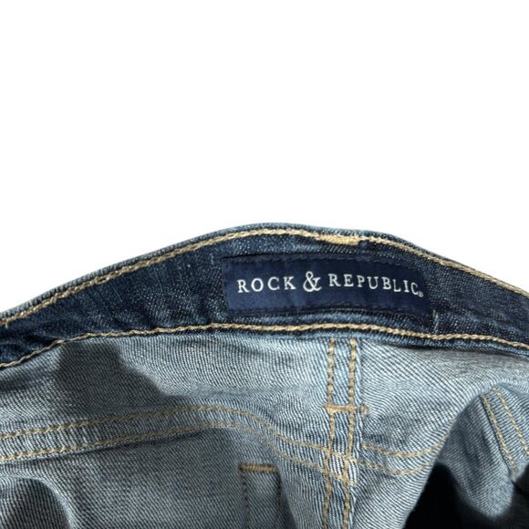 Rock & Republic Shorts Womens 16 Blue Hula Distressed Grunge Raw Hem - Picture 3 of 7